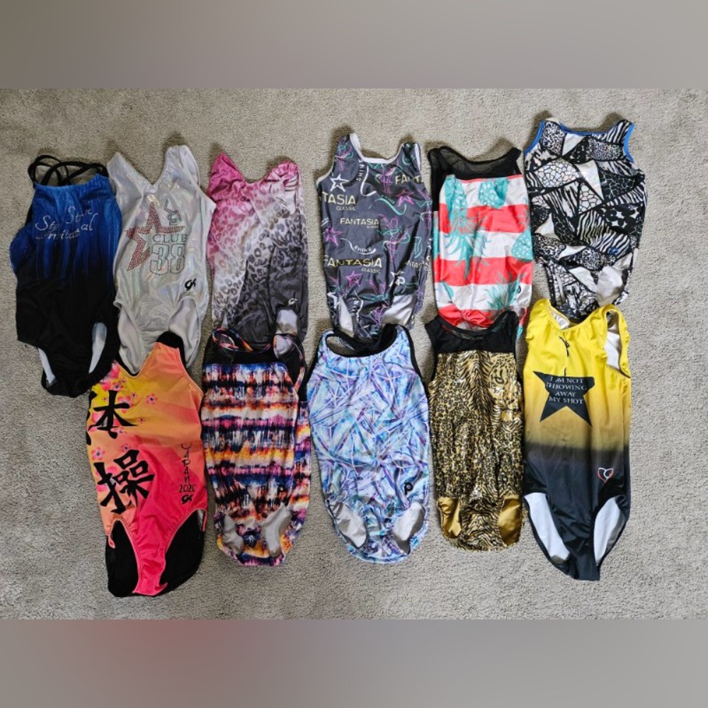 CHILD LARGE leotards. Includes GK, plum, etc.